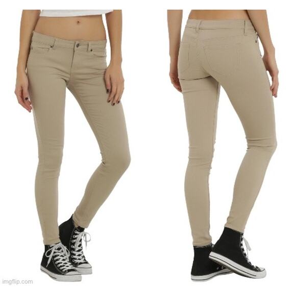 Blackheart Hot Topic NWT Women's Junior 9 Khaki Colored Skinny Jeans Stretch - Picture 3 of 11